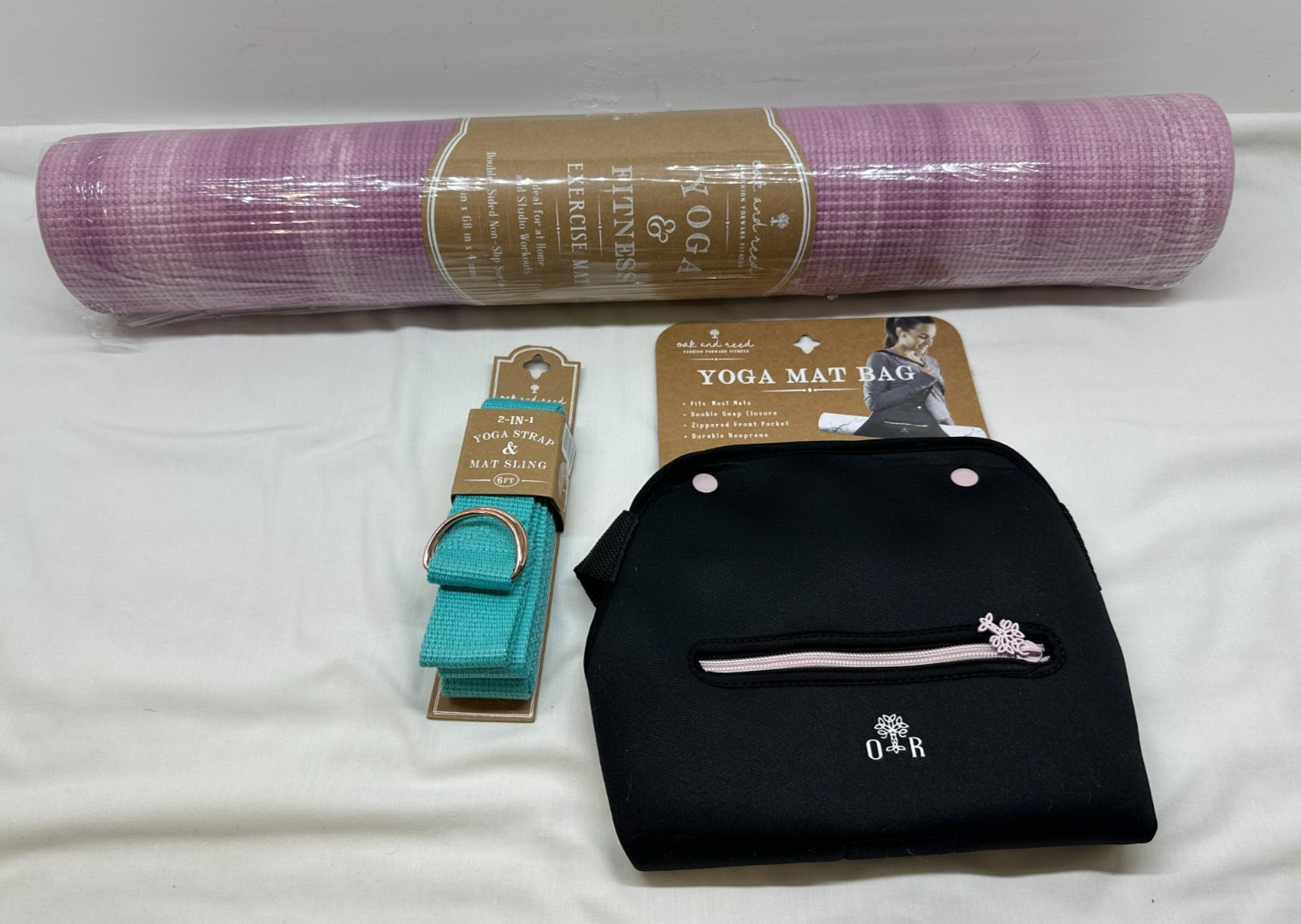 Oak and Reed Yoga and Fitness Exercise Mat Set (24″x68″x4mm) – Sling and Bag