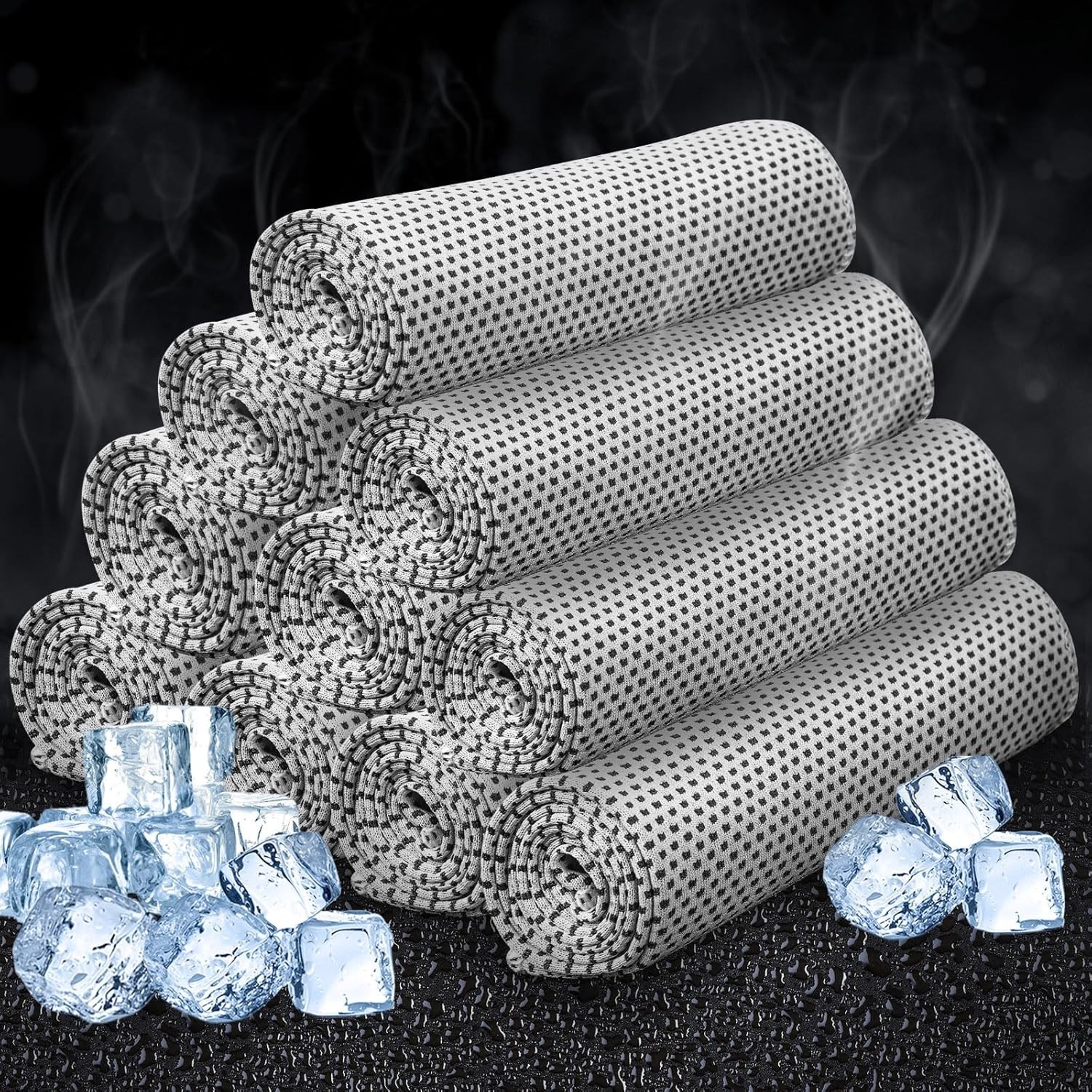 Honoson 10 Pcs Cooling Towel Bulk – Neck & Face Cool Chilly Large, Grey