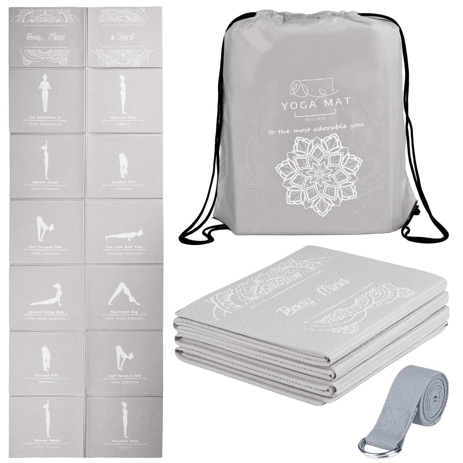 Foldable Yoga Mat for , Non Slip Exercise Mat for Home Gym, 5mm Travel Yoga M…