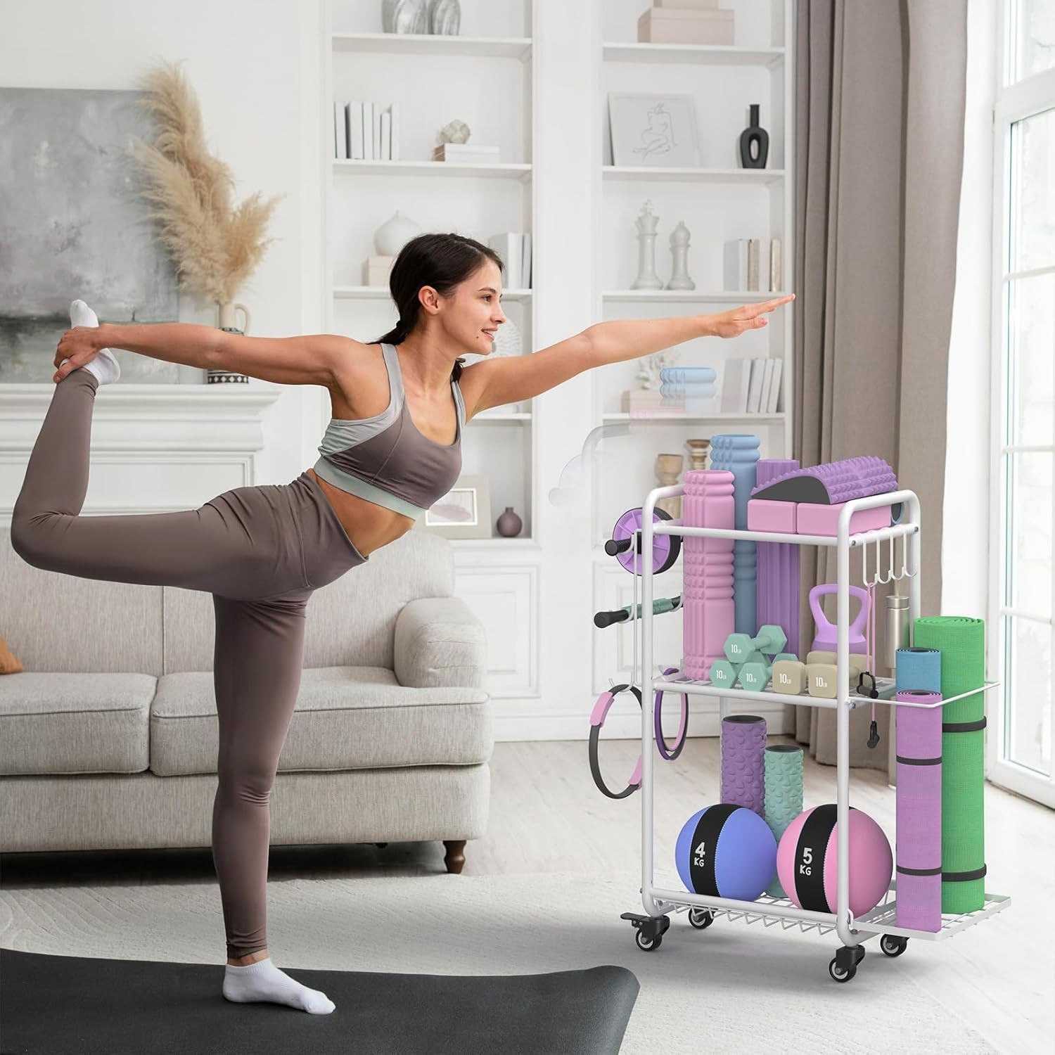 Home Gym Storage Rack – Yoga Mat, Dumbbell & Workout Equipment Organizer