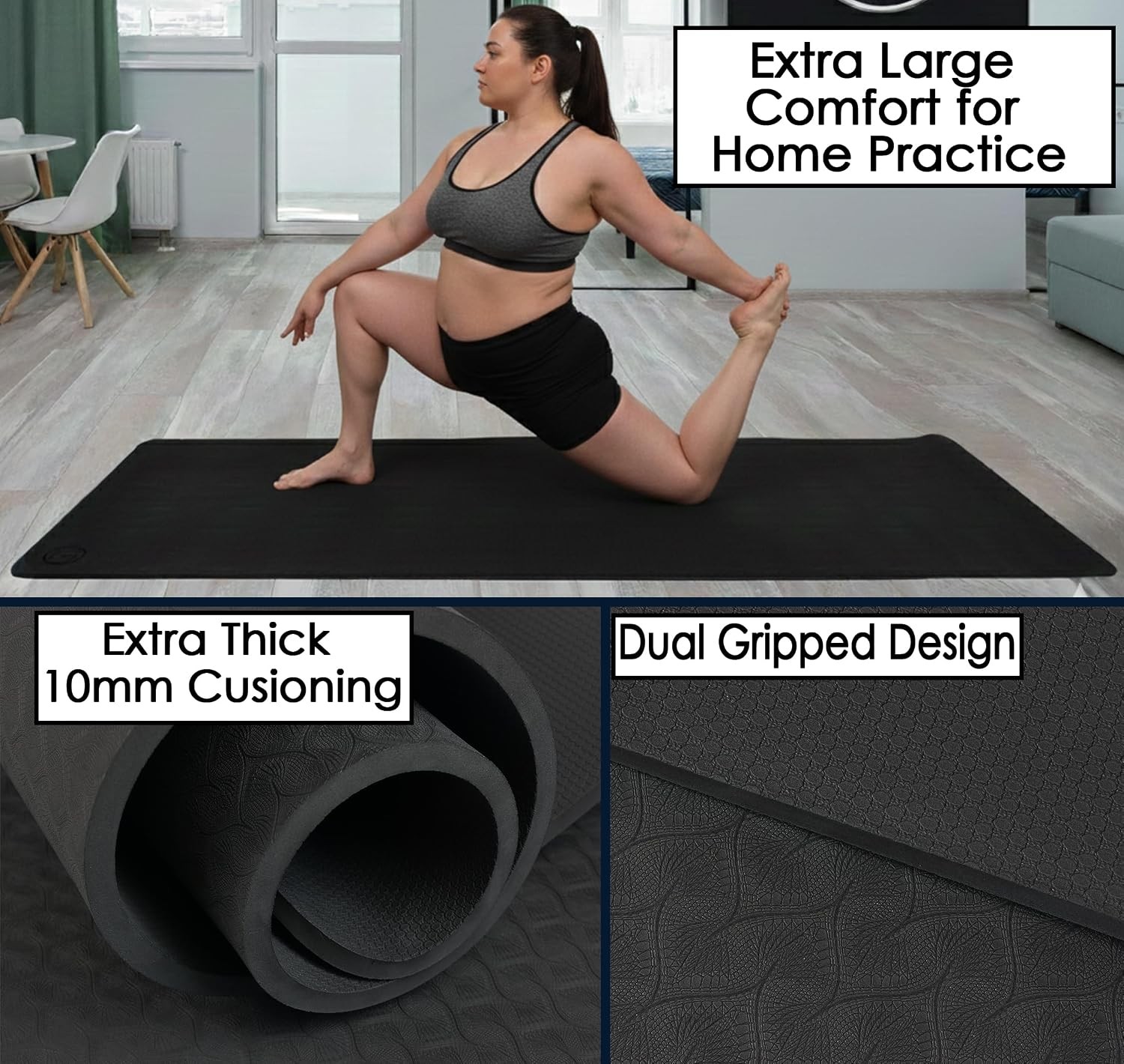 Extra Thick Yoga Mat Wide & XL-Our 10mm Extra Large Yoga Mat Thick Extra Wide