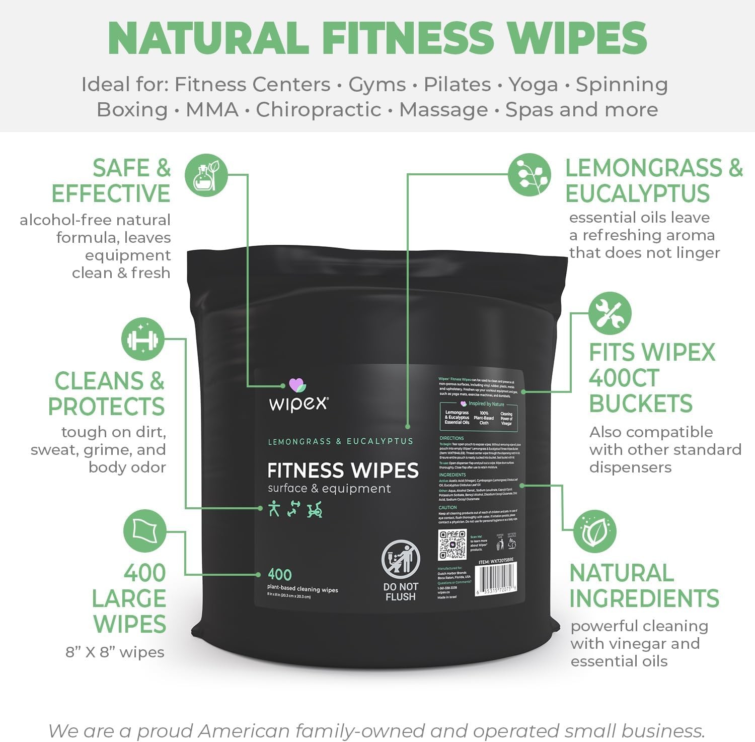 Fitness Wipes Bucket Refill Roll EWG Verified Plant-based Fitness Equipment