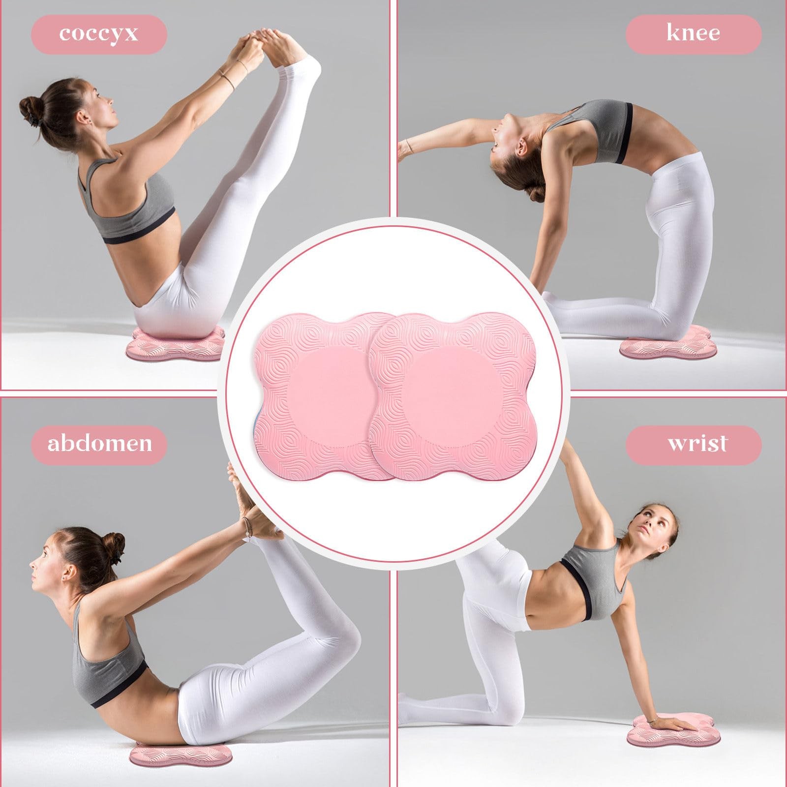 MBKHFLL 2 packs Yoga Knee Pad Cushion Extra Thick for Knees Elbows Wrist Pink