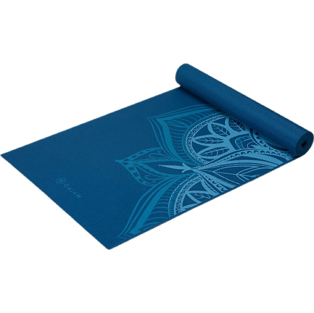 GAIAM Yoga Mat 5MM 68” L x 24” W Dark Blue Non-Slip Extra Thick Cushioning