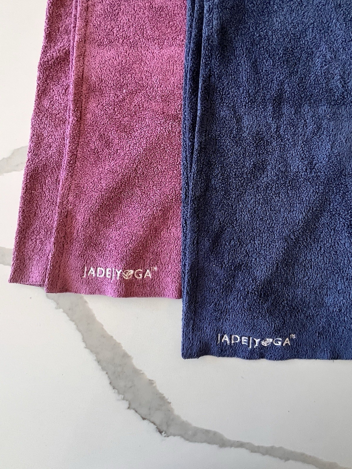 JadeYoga Microfiber Yoga 2 Towels Lot Purple & Blue 23×74 EUC