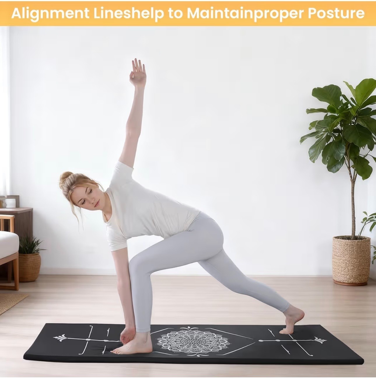 BALAPET Thickened Foam Yoga Mat with Alignment Marks Non Slip Exercise Mat w/ St