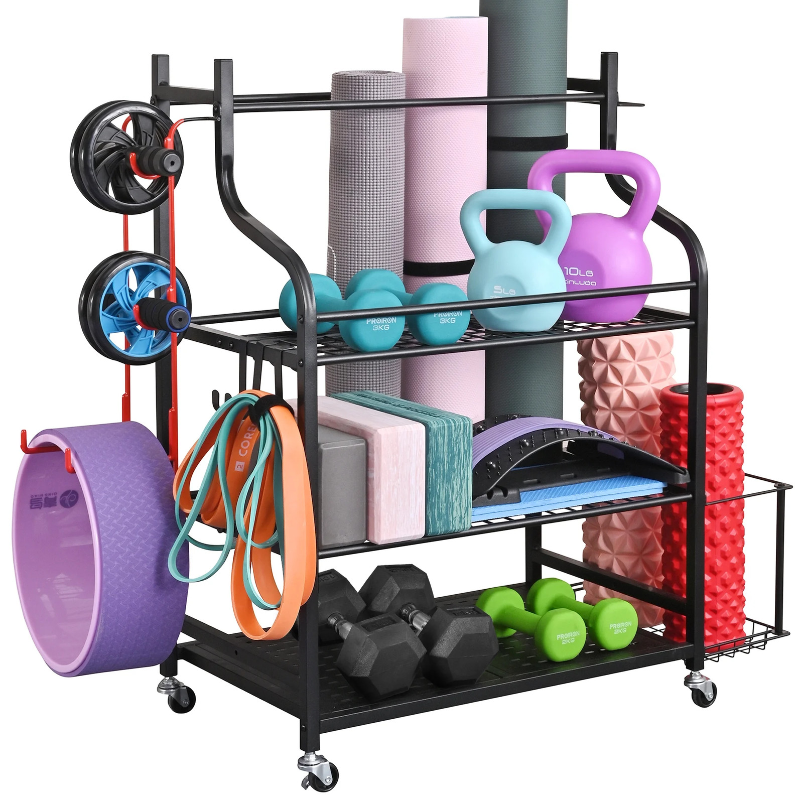 Yoga Mat Storage Racks,Home Gym Storage Rack for Dumbbells Kettlebells Foam Roll