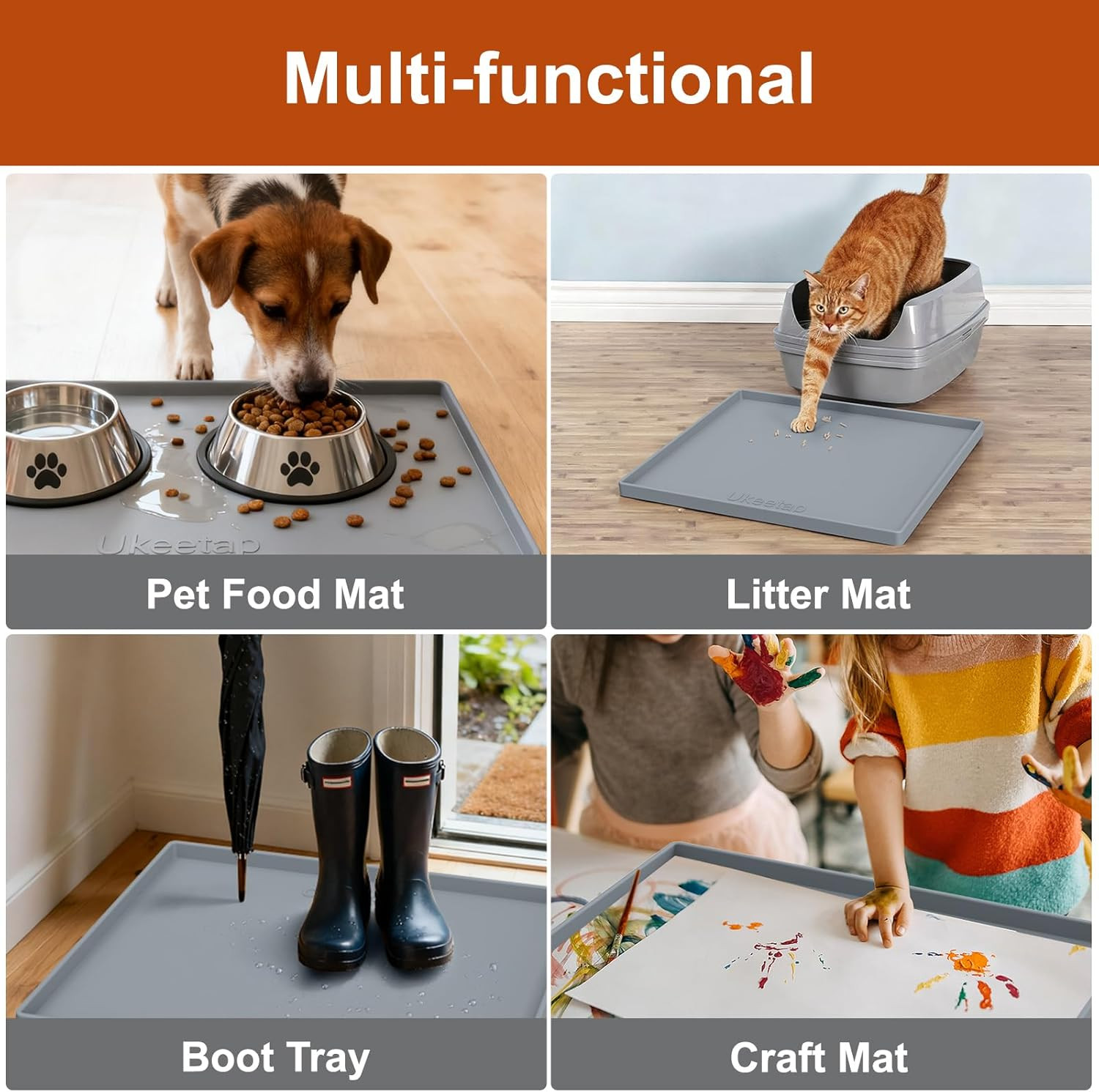 Extra Thick Silicone Mat Waterproof with Raised Edge 22″ X 19″, under Sink Mat f