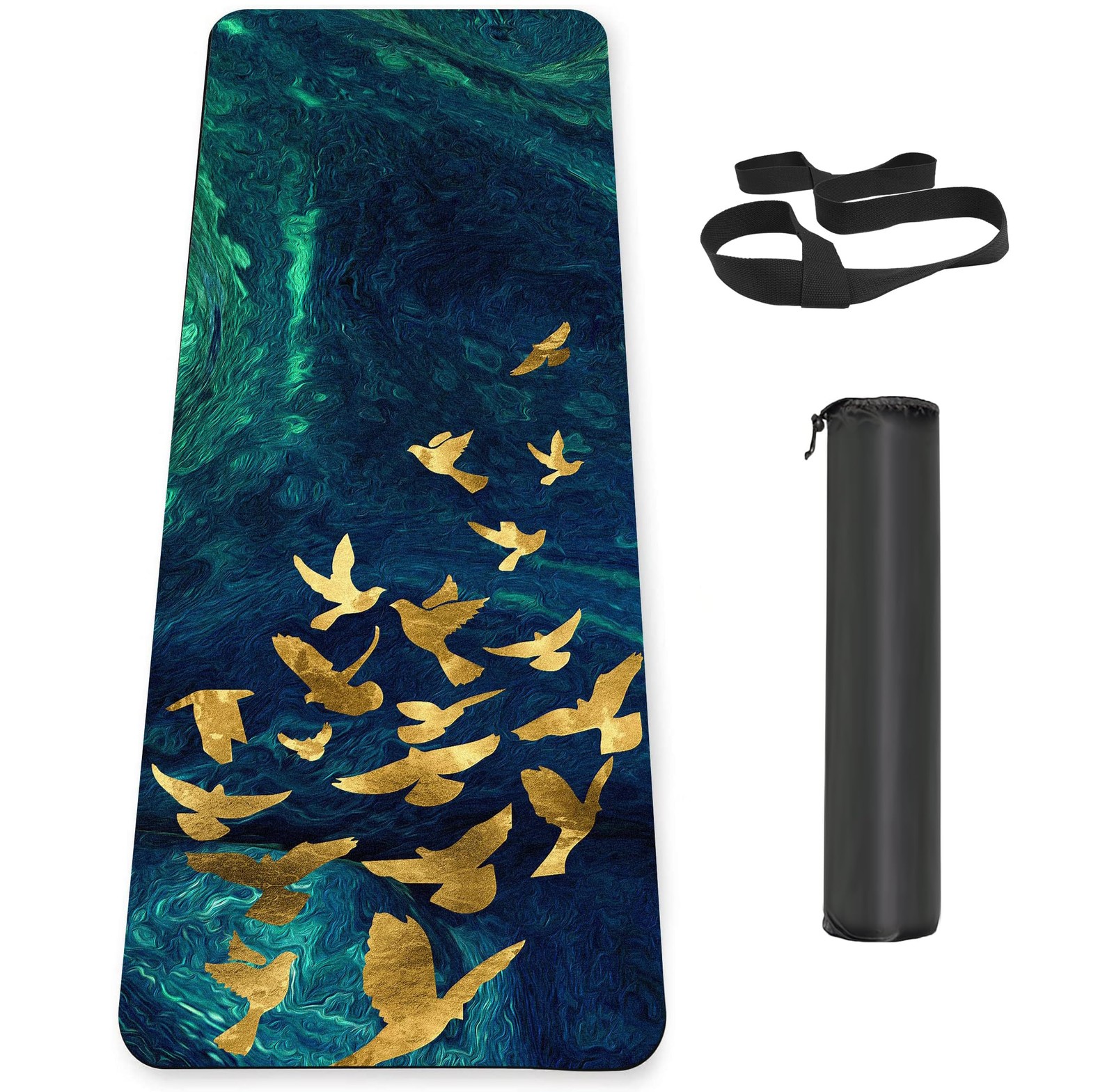 Knsbk Non Slip Yoga Mat TPE Workout for Men Women, Thick green