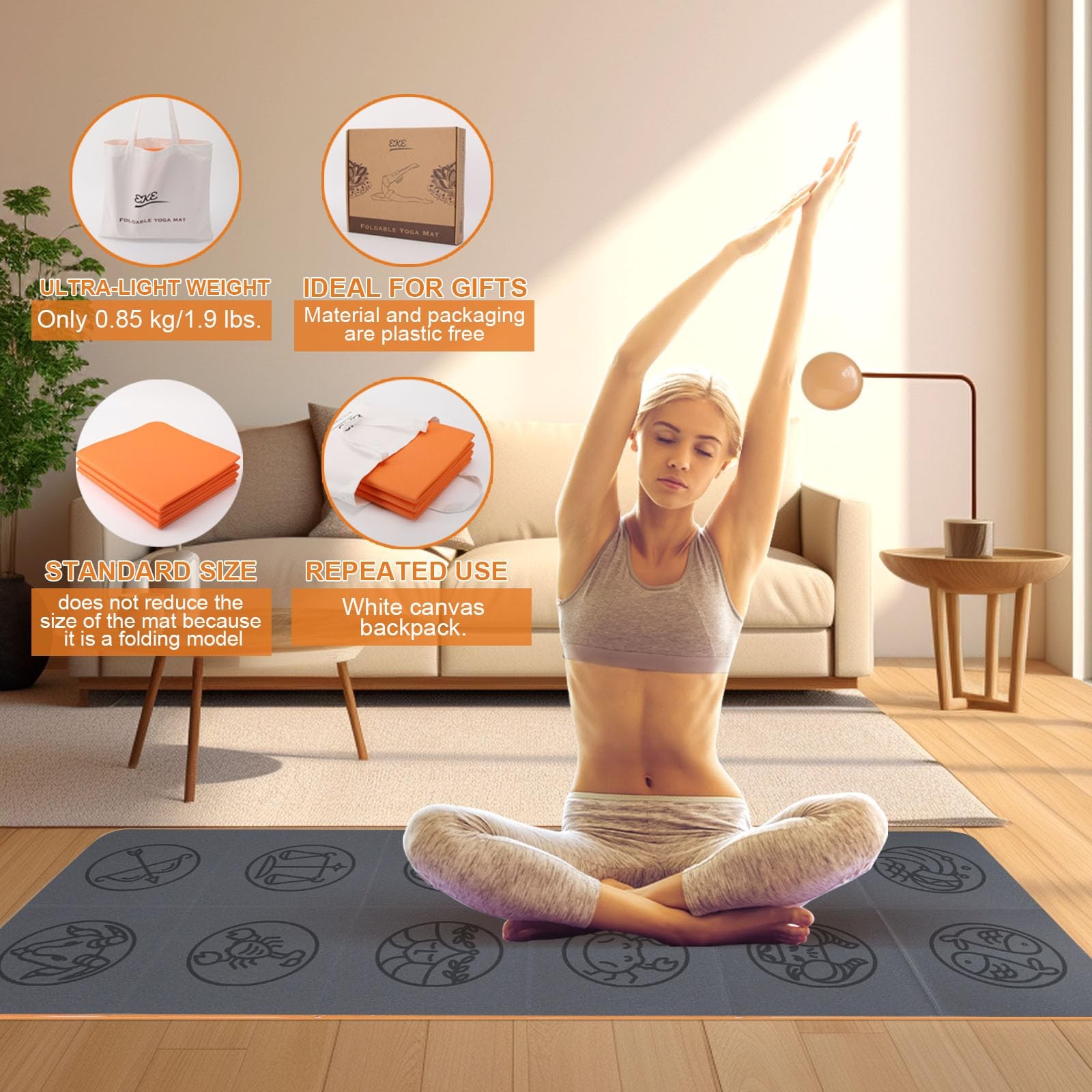 Folding Yoga Mat, Foldable, Travel Lightweight and Portable, Ideal for Yoga, Pilates, Fi…
