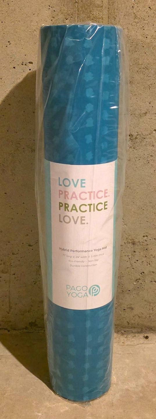 Pago Yoga Hybrid Performance Mat Aqua 68×24 Non Slip Eco Friendly Latex Free