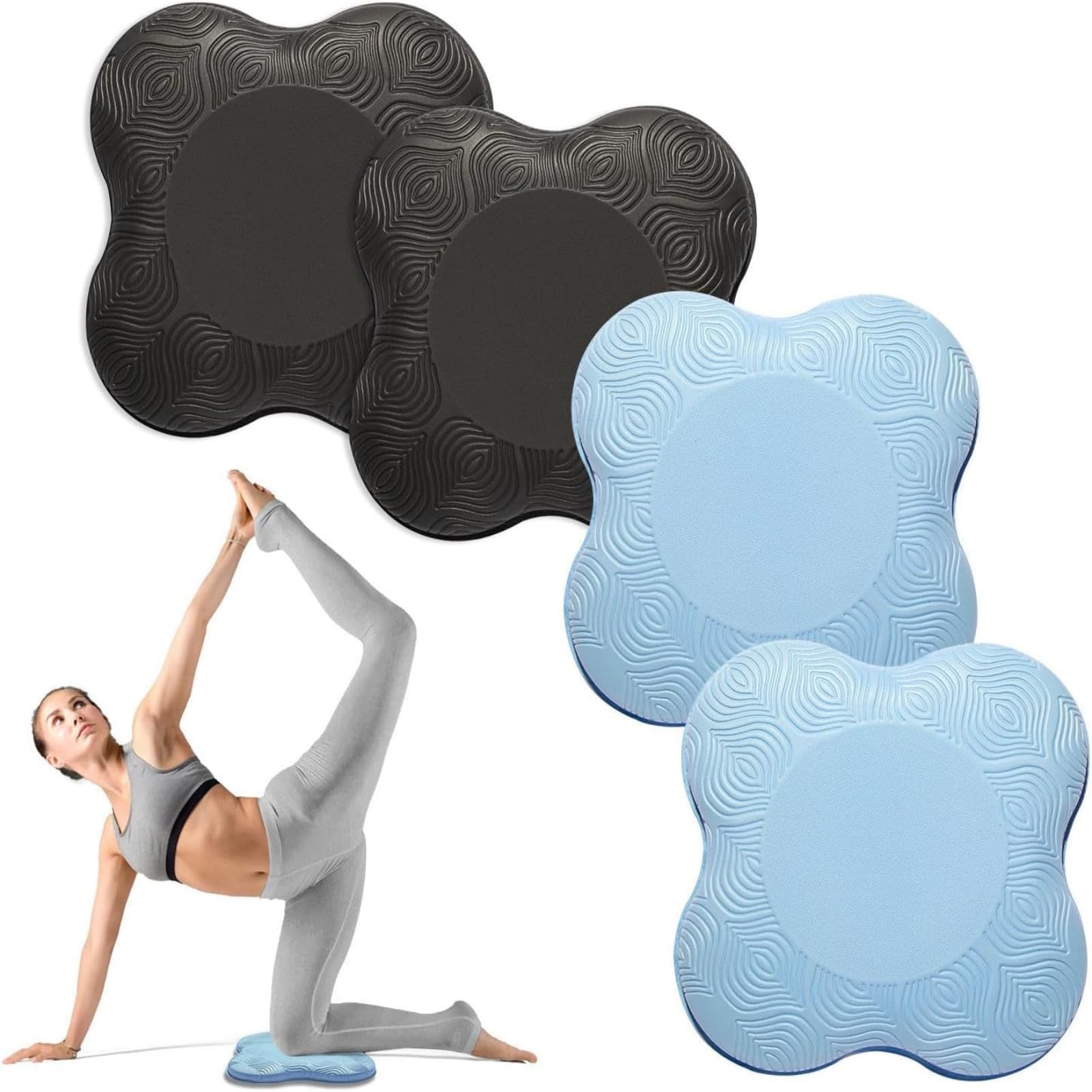 2 PCS Yoga Knee Elbow Cushions Extra Thick Foam Pilates Kneeling Support Pad