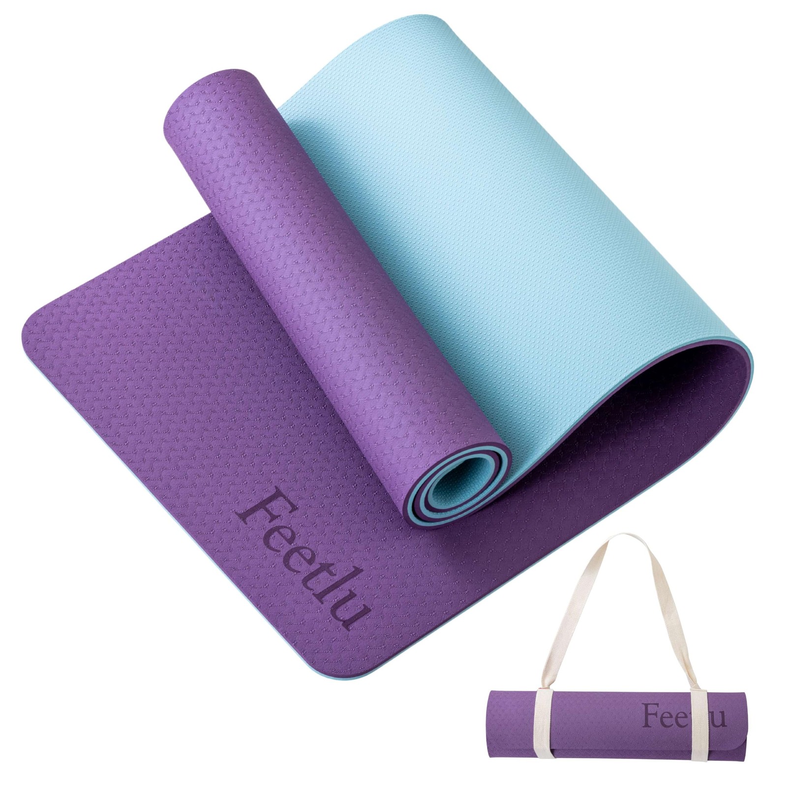 Extra Thick Yoga Mat with Carry Strap, 10mm Non-Slip Exercise Mat, 72 x 24 In…