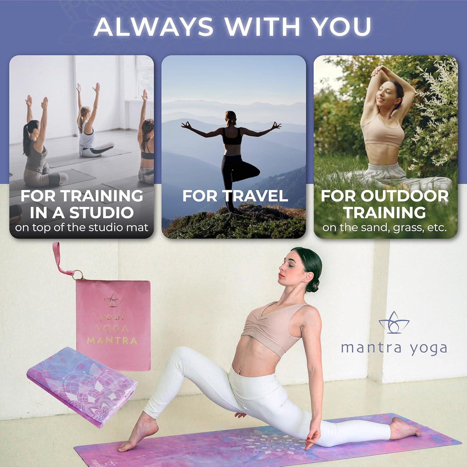 Travel PRO Foldable Fitness Mat with Knee Pad – Eco-Friendly & Non-Slip 72″ x 24